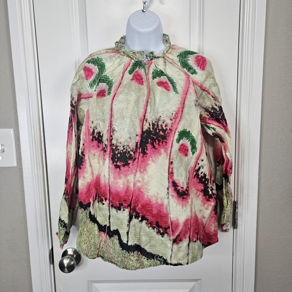 Chufy Printed Mock Neck Blouse Shirt‎ Size Small - Picture 1 of 12